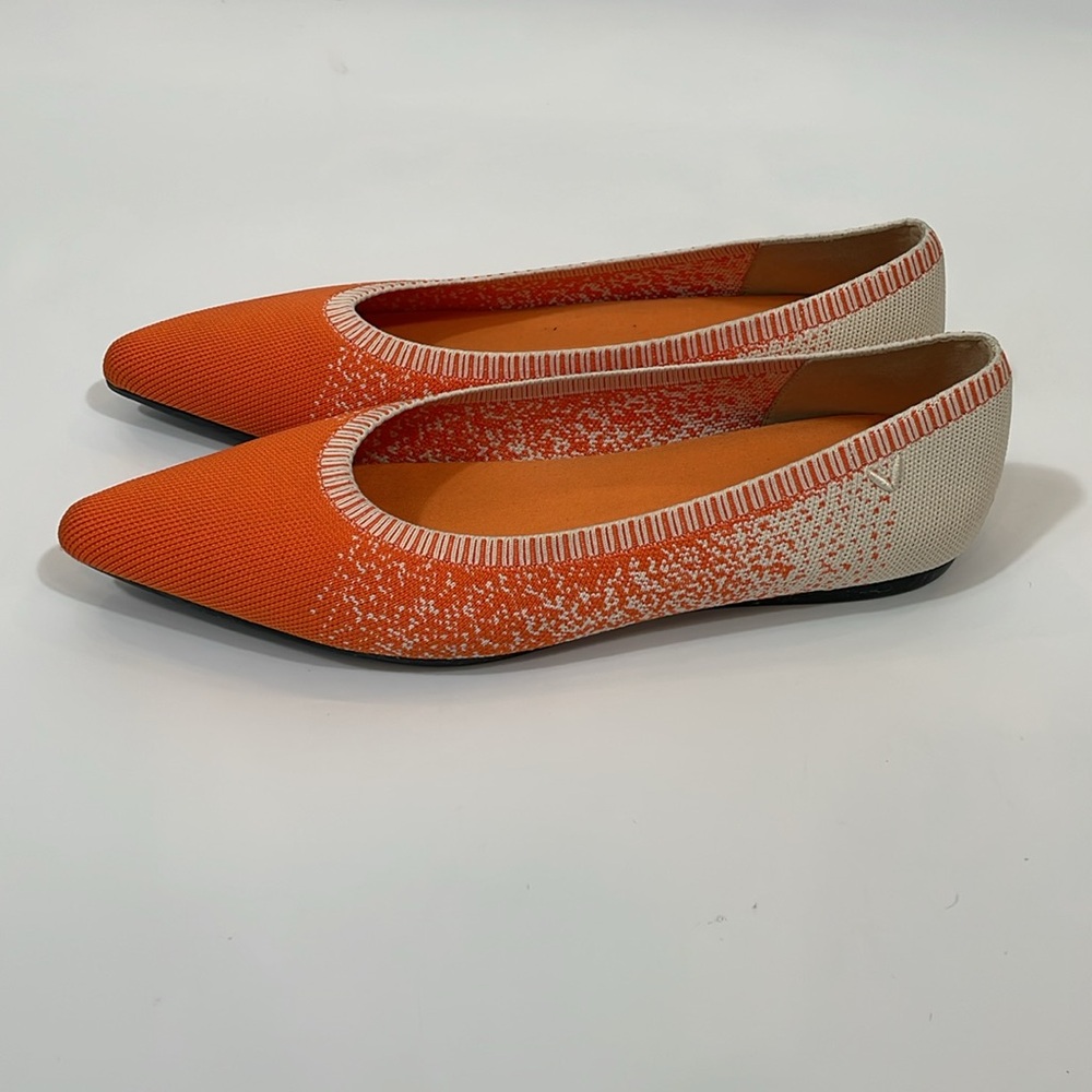 Vivaia Flats Size 39 Orange And Cream Stretch Knit EUC - Picture 3 of 9